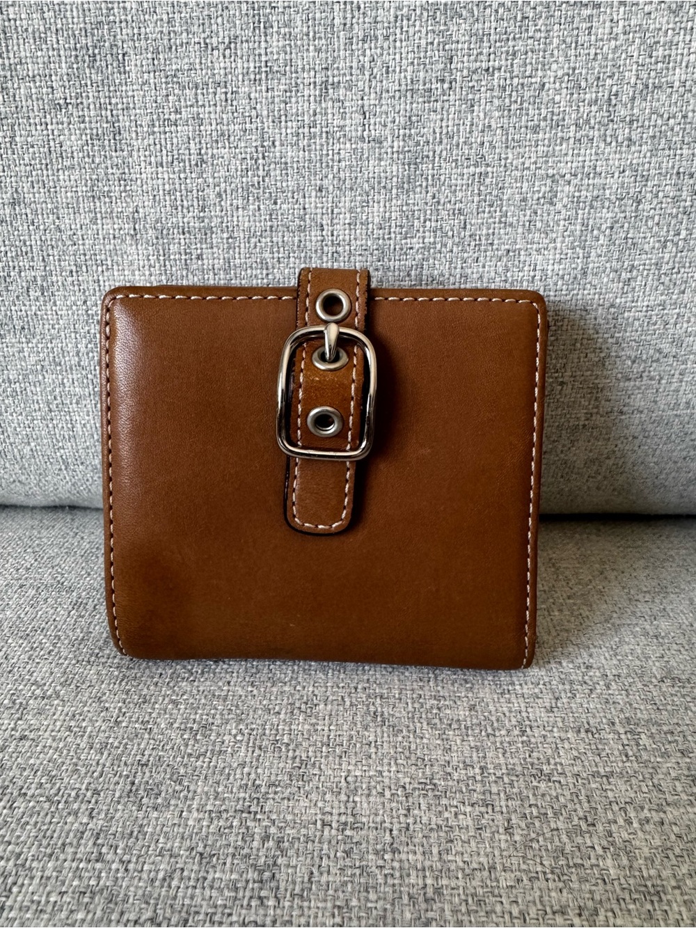 Vintage Coach Y2K Brown Leather Wallet with Buckle Accent